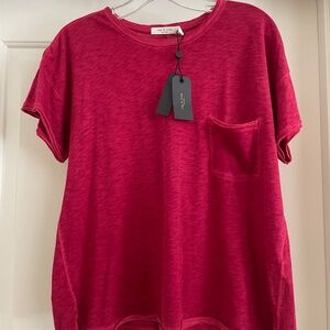 rag & bone Women's Vintage Crew Neck Slub Tee in Dragon Fruit, Size Small